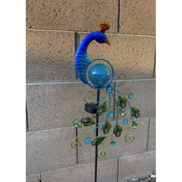 Metal Peacock Solar Garden Lights Stakes - Waterproof Landscape Path Lights - Picture 4 of 5